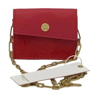 Hammitt Montana Pendant Red Rose Leather Lanyard Wallet